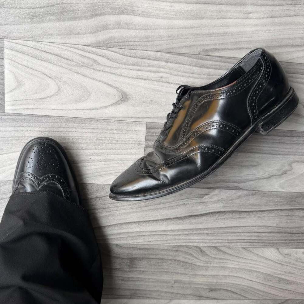 Nunn Bush Black Leather Wingtip Oxford Dress Shoes 10 D